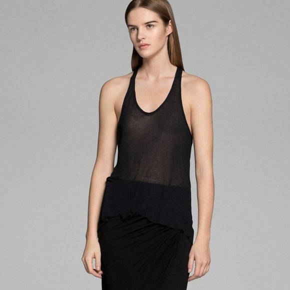 HELMUT LANG Racer Tank BLACK Voltage Rib Modal